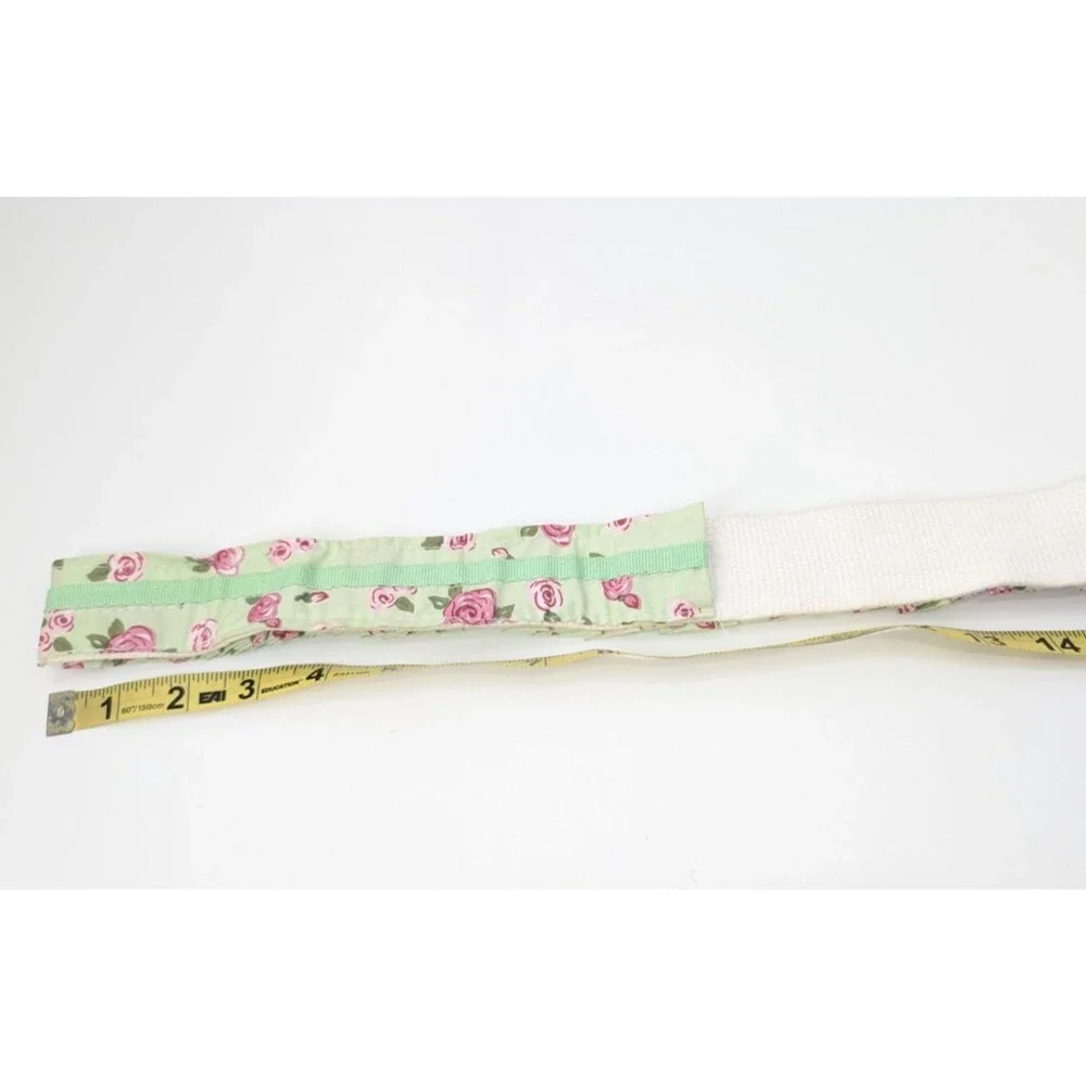 Equine Couture Green Floral Roses Ruffled Equestrian Canvas D-Ring Belt Medium